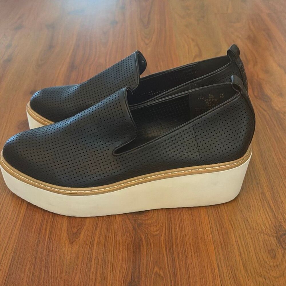 DKNY black and white perforated platform close to shoes size 7.5